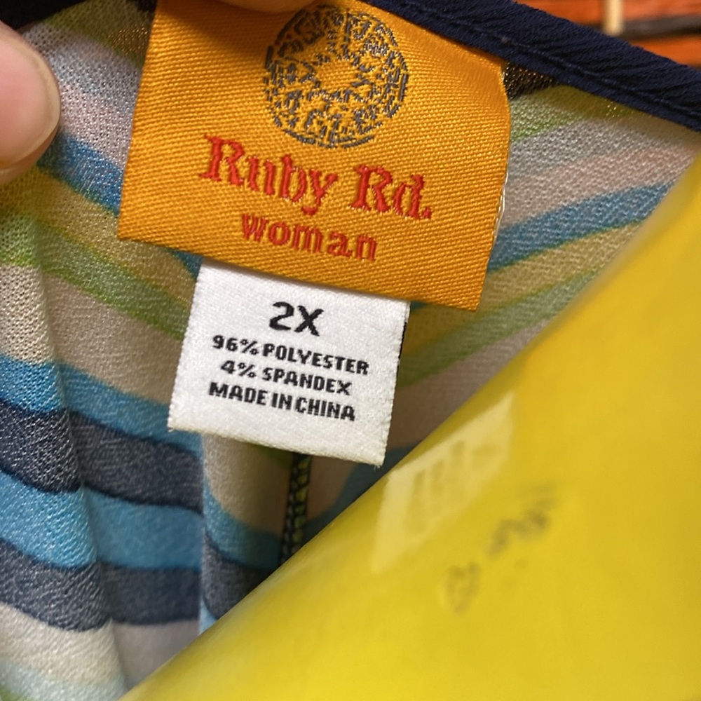 Ruby Rd. Blue and Green Striped Tunic - Picture 4 of 6